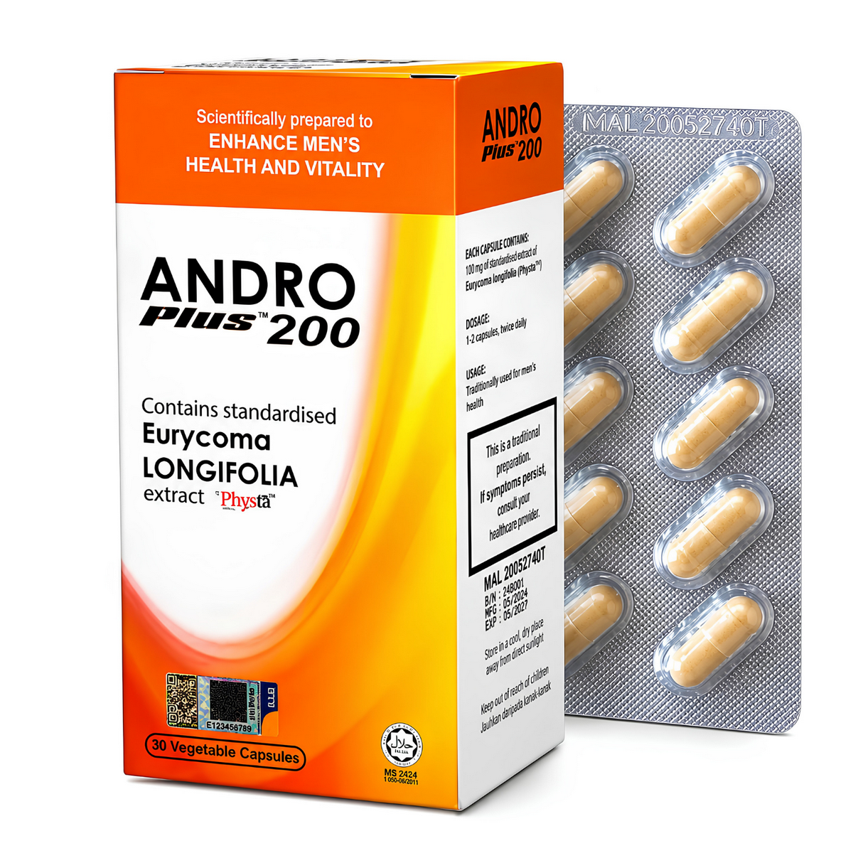 AndroPlus 200 Standardised Physta Tongkat Ali Extract Capsule by Essentiq Nutrascience