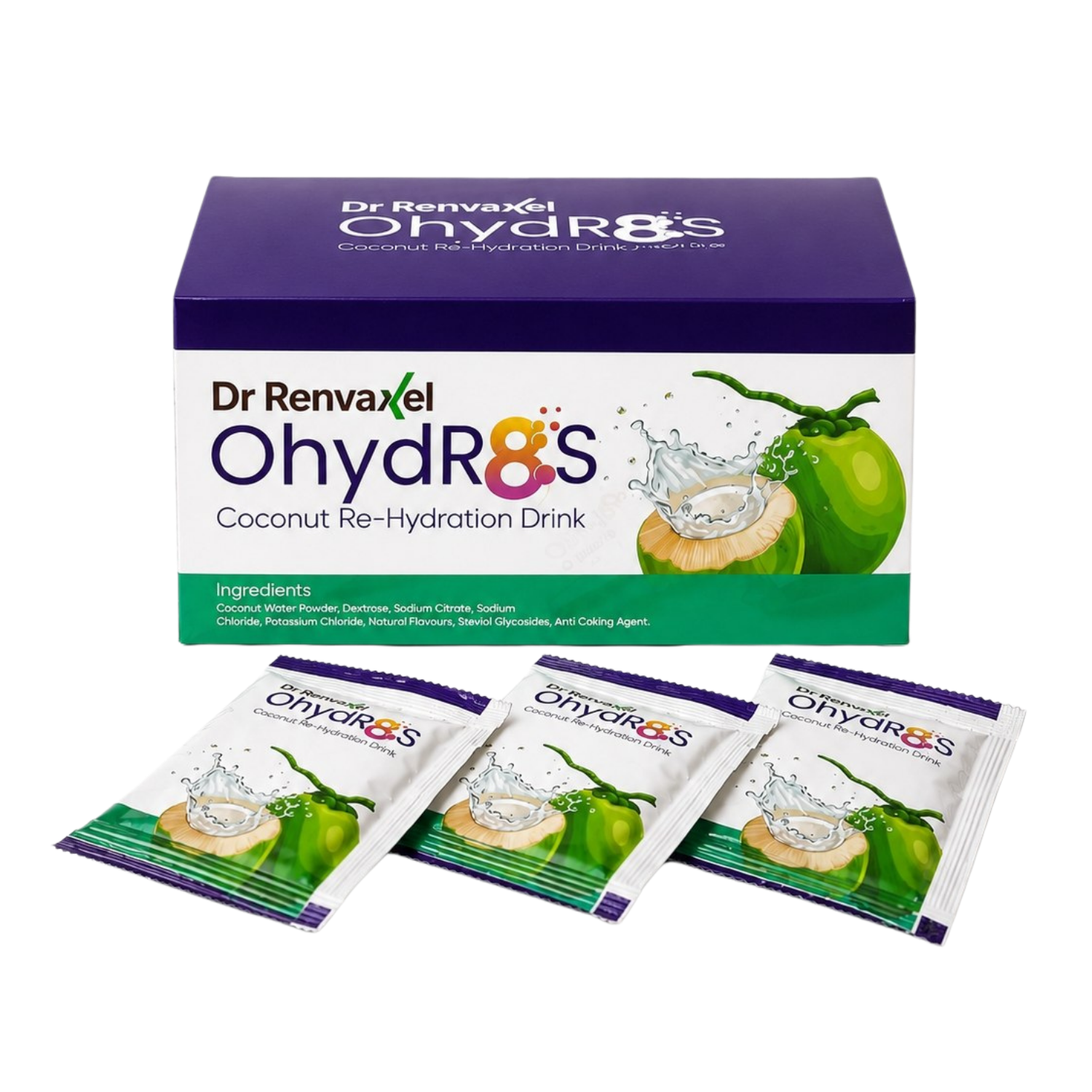 OhydR8s Advanced Oral Rehydration Solution Sachet and Box by Essentiq Nutrascience